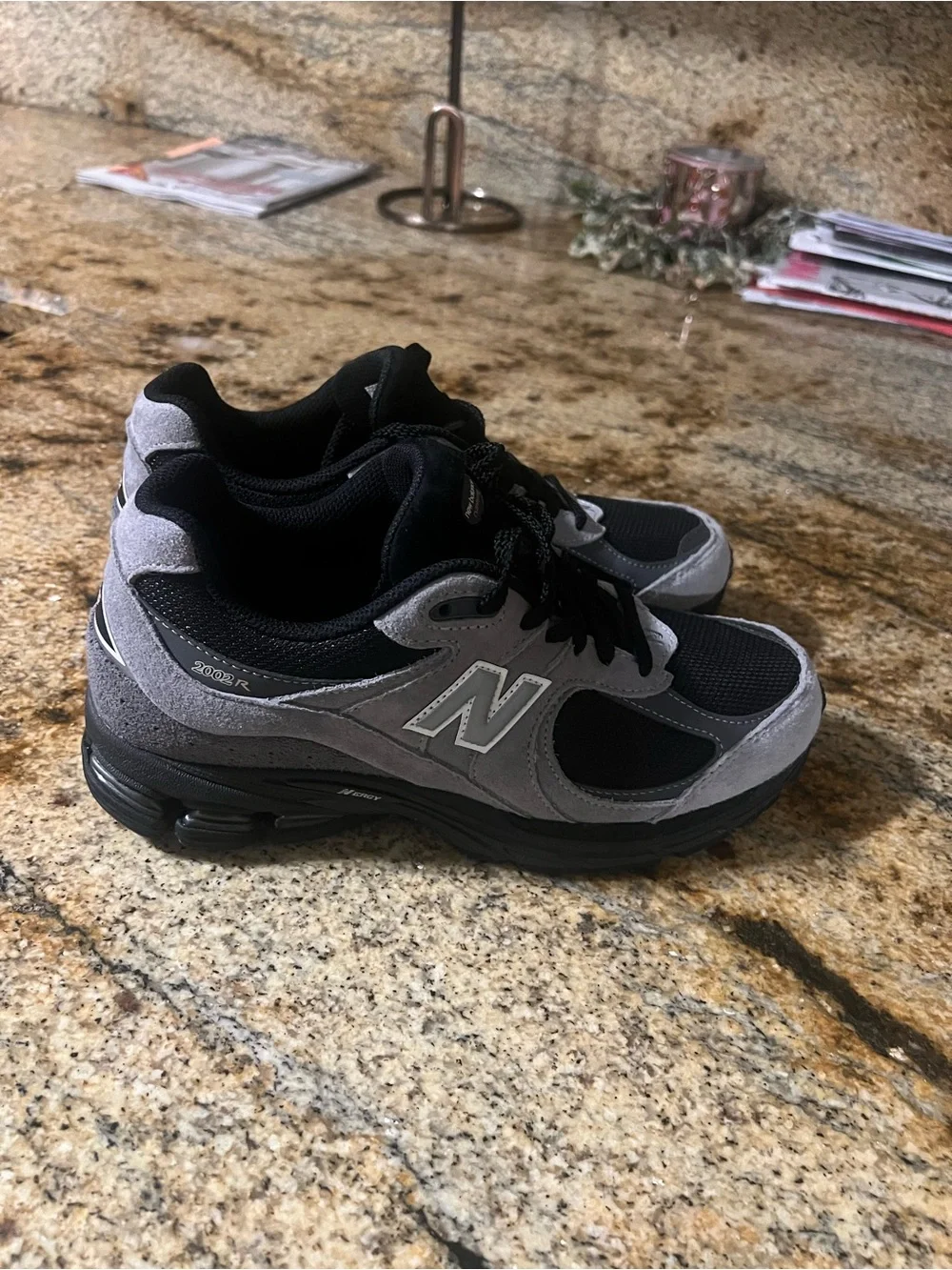 New Balance Black & Gray Mesh Suede Running Shoes